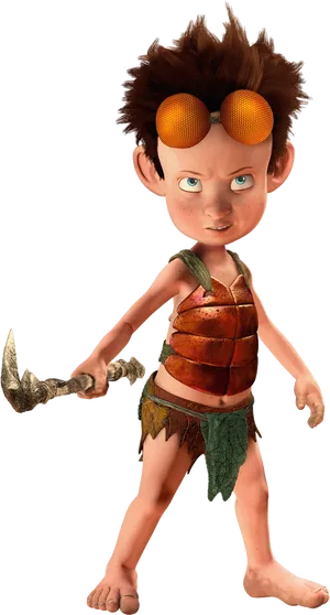 Animated Caveman Character PNG image