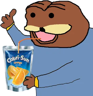 Animated Character Drinking Capri Sun PNG image