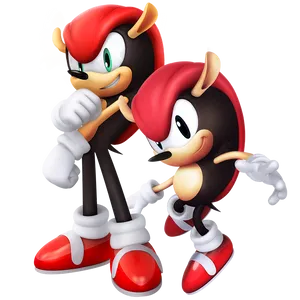 Animated Character Duo Red Black White PNG image