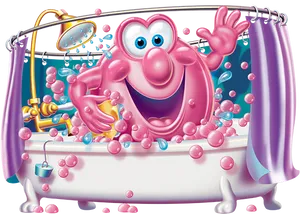 Animated Character Enjoying Bubble Bath PNG image