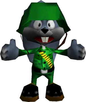 Animated Character Green Hatand Jacket PNG image