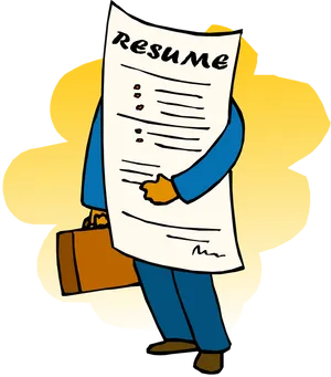 Animated Character Holding Resume PNG image