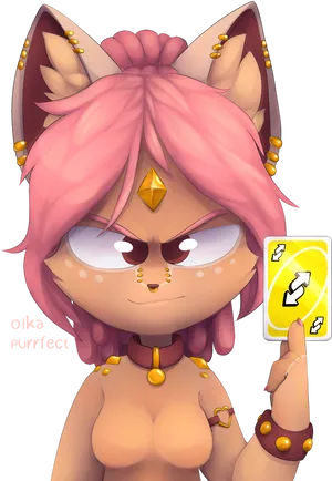 Animated Character Holding Reverse Card PNG image