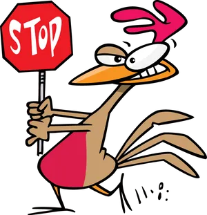Animated Character Holding Stop Sign PNG image