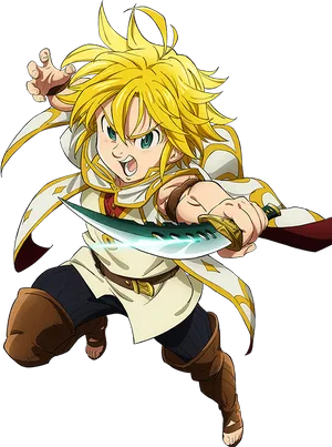 Animated Character Meliodas Action Pose PNG image