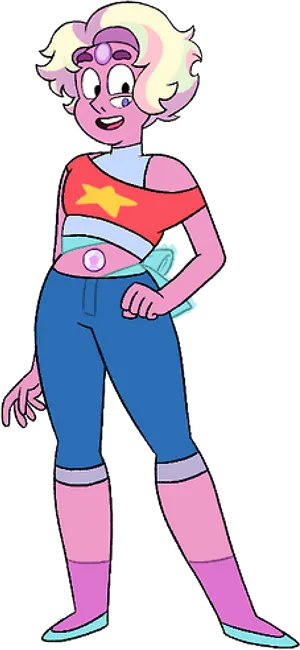 Animated Character Pink Hair Star Shirt PNG image
