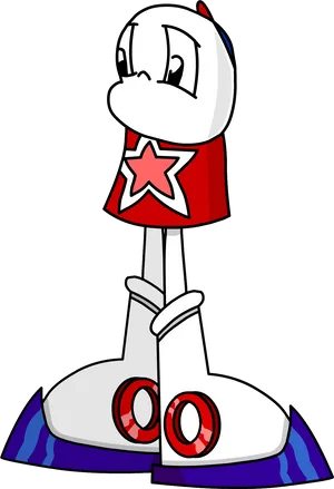 Animated Character Red Star Shirt White Boots PNG image