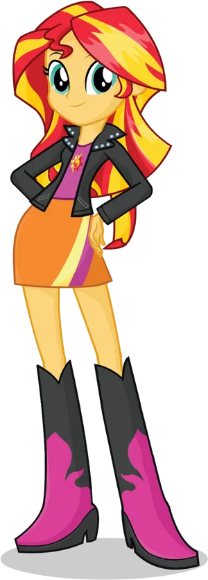 Animated Character Sunset Inspired Outfit PNG image