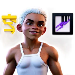 Animated Character White Hair Tank Top PNG image