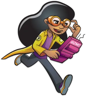 Animated Character With Gizmo Bag PNG image