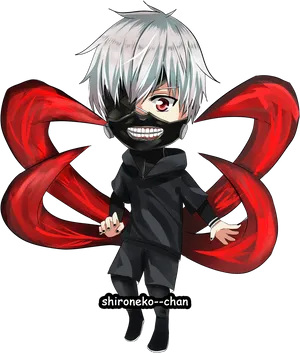 Animated Character With Red Tentacles PNG