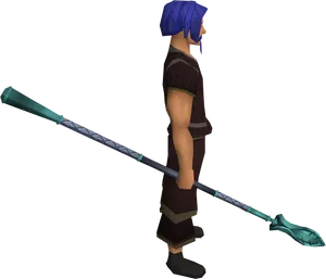 Animated Character With Spear PNG