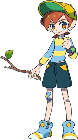 Animated Character With Sprouting Branch PNG image