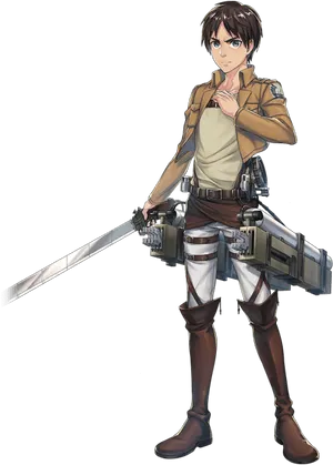 Animated Character With Sword Gear PNG image