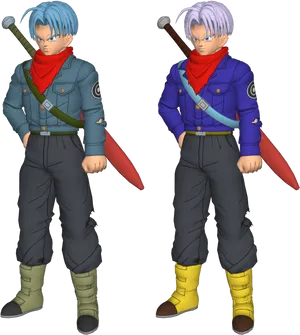 Animated Character With Swordand Scarf PNG image