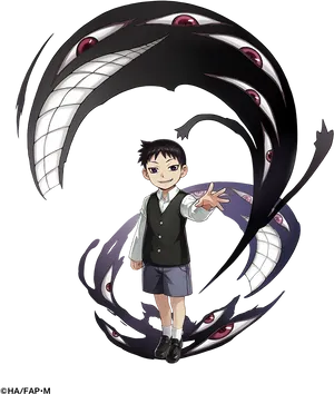 Animated Character With Tentacle Shadow PNG