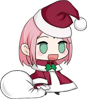 Animated Characterin Christmas Outfit PNG image