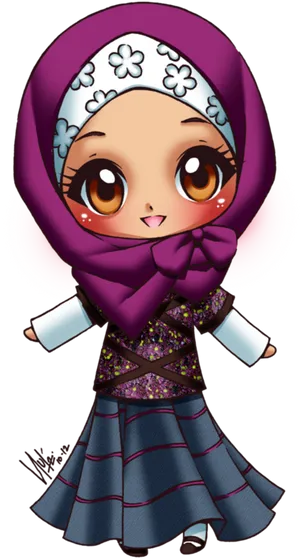 Animated Characterin Hijab PNG image