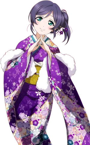 Animated Characterin Purple Kimono PNG image