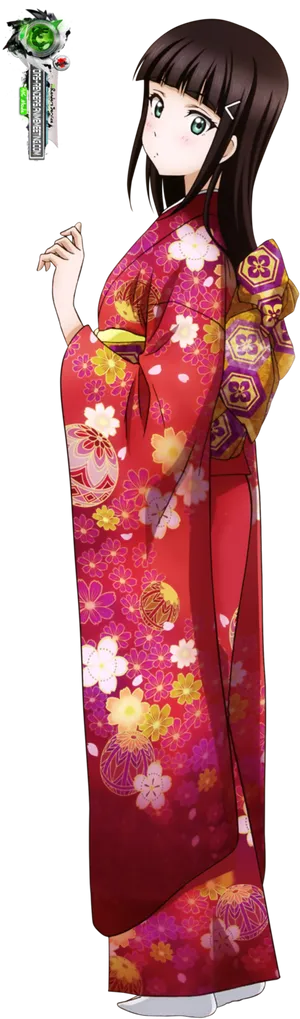 Animated Characterin Traditional Kimono PNG image