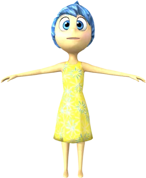 Animated Characterin Yellow Dress PNG image