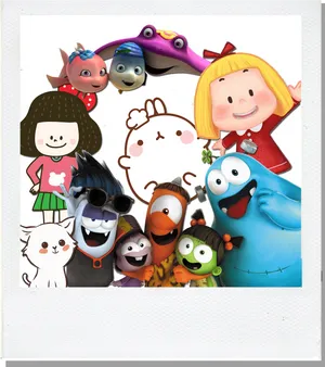 Animated Characters Collage PNG image