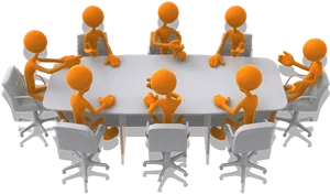 Animated Characters Conference Table Discussion PNG image