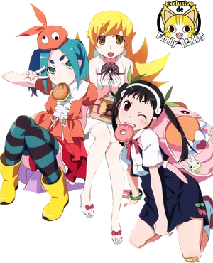 Animated Characters Eating Sweets PNG image