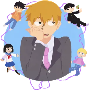 Animated Characters Group Illustration PNG image