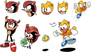 Animated Characters Various Expressionsand Actions