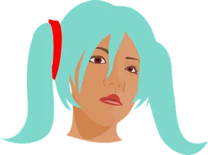 Animated Characterwith Blue Hairand Red Clip PNG image