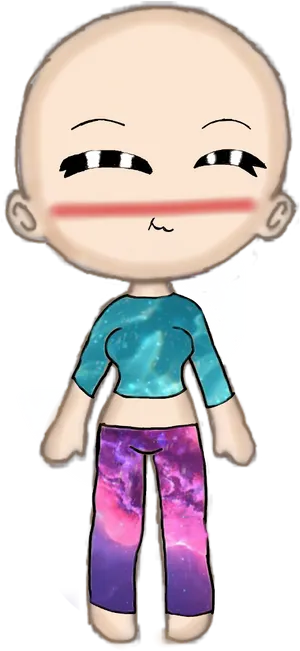 Animated Characterwith Blushand Galaxy Clothes PNG image