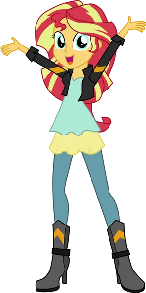 Animated Cheerful Girl Character PNG