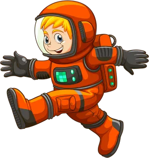 Animated Child Astronaut Floating