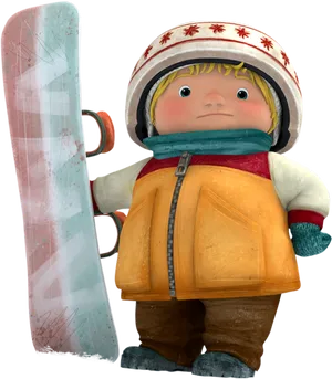 Animated Child Snowboarder Readyfor Snowboarding