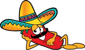 Animated Chili Pepper Wearing Sombrero PNG image