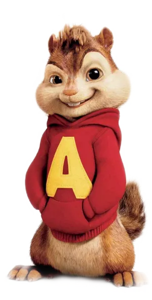 Animated Chipmunk Red Hoodie PNG image