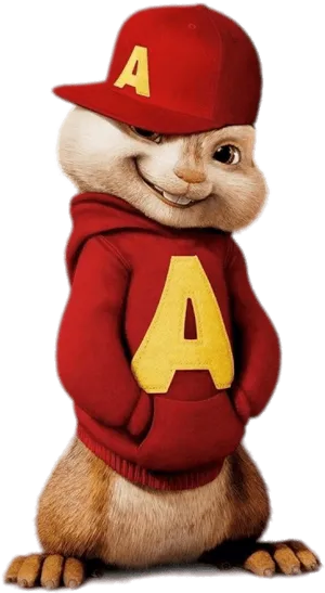 Animated Chipmunk Red Hoodie Cap PNG image