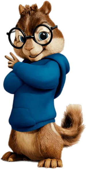 Animated Chipmunk With Glasses PNG image