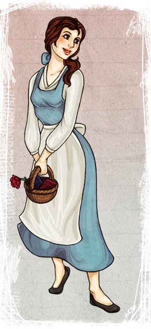 Animated Classic Princess With Basket PNG image