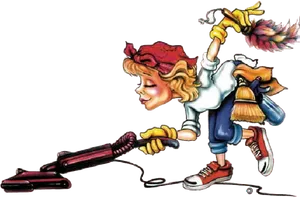 Animated Cleaning Lady Character PNG image