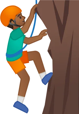 Animated Climber Ascending Rock Face PNG image