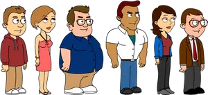 Animated Comedy Character Lineup PNG image