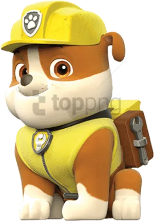 Animated Construction Pup Character PNG image