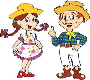 Animated Country Kids Illustration PNG image