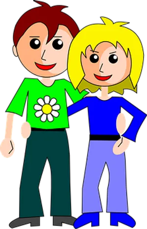 Animated Couple Smiling Together PNG image
