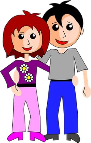 Animated Couple Standing Together PNG image