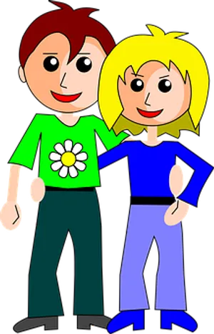 Animated Couple Standing Together PNG