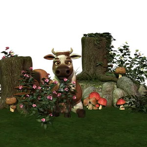 Animated Cowin Enchanted Forest PNG image