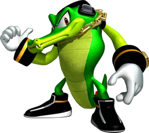 Animated Crocodile Character Thumbs Up PNG image